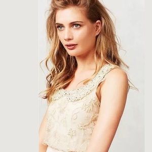 Moulinette Soeurs Beaded Collar Lace Brocade Shell